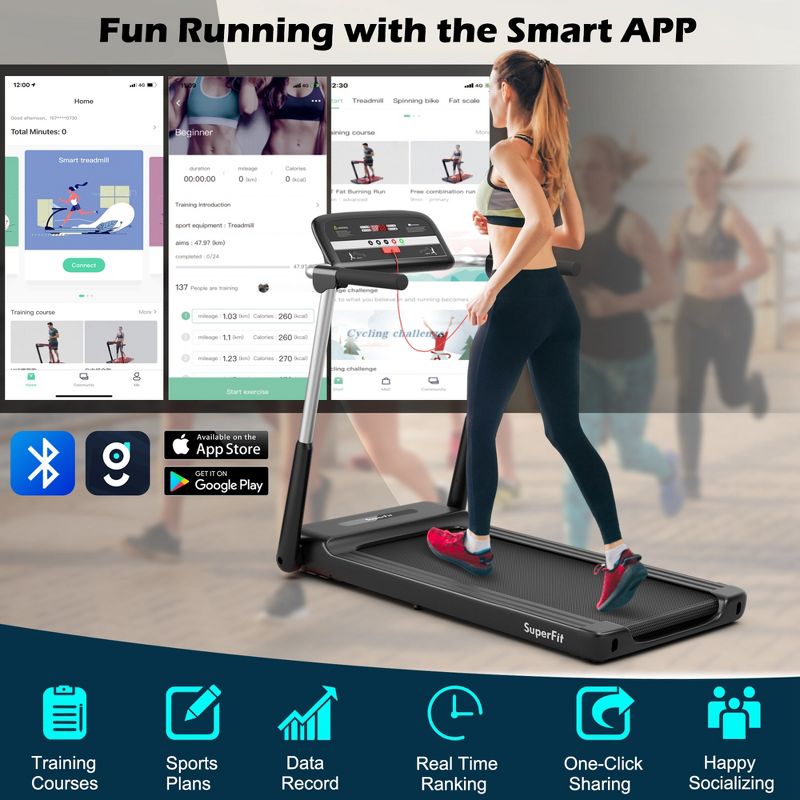 Superfit 2.25HP Folding LED Treadmill Electric Running Walking Machine with APP Control Gym, 3 of 11