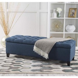 CAVINAS Rectangle Storage Ottoman Bench, Button-Tufted Ottoman with Storage, Upholstered Accent Stools with Diamond Stitching & Soft-Close Hinges - 1 of 4