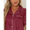 cheibear Women's Silky Satin Button Down Shirt with Shorts Sleepwear Pajama Sets - 4 of 4