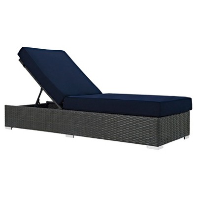 Sojourn Outdoor Patio Sunbrella Chaise Lounge in Canvas Navy - Modway