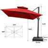 Pellebant 10FTx 12.5FT Patio Cantilever Umbrella with Base Double Top UV30+ High-strength Aluminum Pole with 360°Rotation 5 Heights Adjustable - 2 of 4