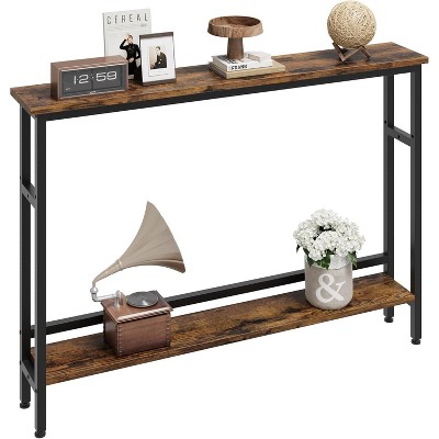 5.9" Narrow Sofa Table, 2 Tier Skinny Console Table with Adjustable Shelf, Slim Behind Couch Table for Living Room, Entryway, Hallway, Foyer