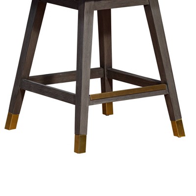 Gray Oak Wood Swivel Counter Stool with Mocha Fabric
