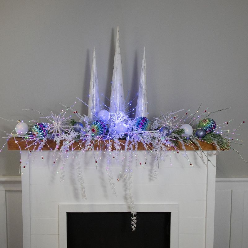 Northlight 6' x 6" Pre-Lit White Christmas Garland with Red Jingle Bells, Multi-Color Lights, 2 of 8