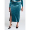 ELOQUII Women's Plus Size Velvet Maxi Skirt With Slit - 3 of 4