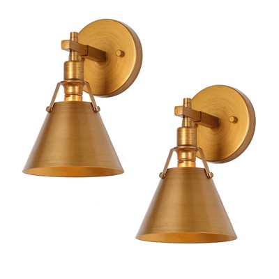 LNC Nero 6-in W 1-Lights Hand-brushed Gold Modern/Contemporary Wall Lights,2 Pack