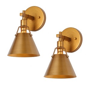 LNC Nero 6-in W 1-Lights Hand-brushed Gold Modern/Contemporary Wall Lights,2 Pack - 1 of 1