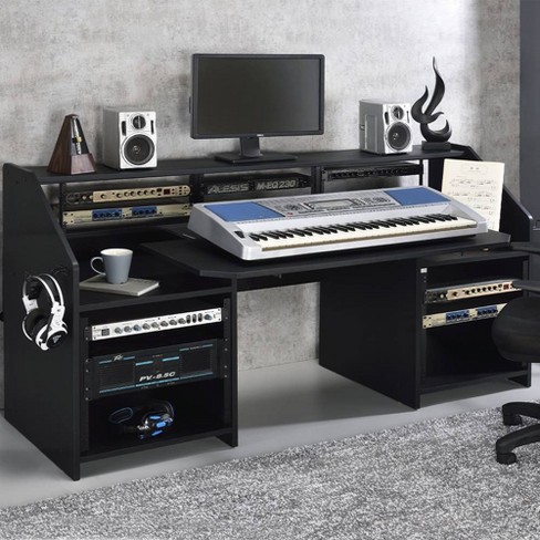 Annette 71" Desks Black - Acme Furniture: Sturdy Metal Frame, Wood Composite, Open Storage Shelf - image 1 of 4