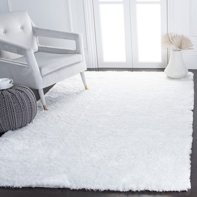 Ivory Hand-Tufted Shag Wool and Synthetic 4' x 6' Rug