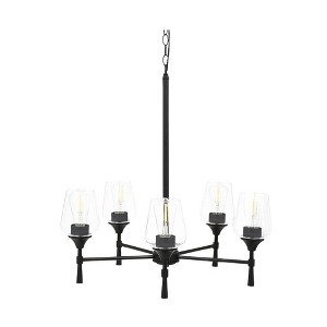 Sunset Stella 5-Light Black Chandelier 100W with Clear Glass Shades - 1 of 4
