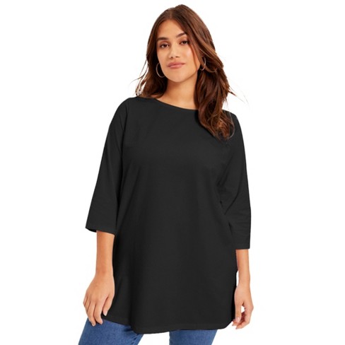 June + Vie By Roaman's Women’s Plus Size Boatneck One + Only Tunic, 10/ ...