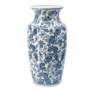 HomeRoots 24" Blue And White Chinoiserie Porcelain Urn Table Vase - 1 of 4
