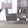 Accent Chair With Ottoman Set Of 2, Velvet Button Armchair With Backrest, Modern Upholstered Sofa Chair With Metal Legs For Living Room - 3 of 4