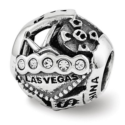 Black Bow Jewelry Las Vegas Collage Sterling Silver Bead Charm with White Crystals