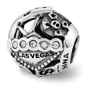 Black Bow Jewelry Las Vegas Collage Sterling Silver Bead Charm with White Crystals - 1 of 4