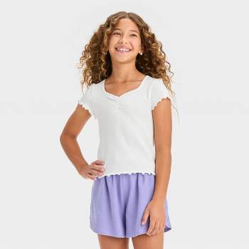 Girls' Short Sleeve Seamless Cinch Front Cropped Top - art class™