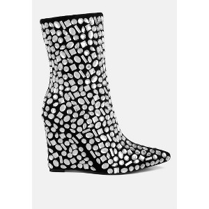 Trend Titan Diamante Slim Wedge Heel Boots Women - 1 of 4