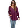 Coolmee Womens Casual Fall Tunic Tops Puff Long Sleeve Fashion V Neck Flowy Babydoll Peplum Top Blouse T-Shirt - 4 of 4
