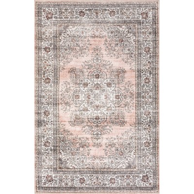 nuLOOM Cia Floral Stain-Resistant Machine Washable Area Rug