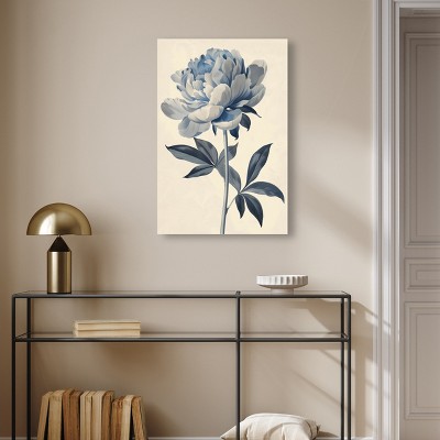 Delicate Blue Flower Minimalistic Botanical Canvas Wall Art, 20" x 30"