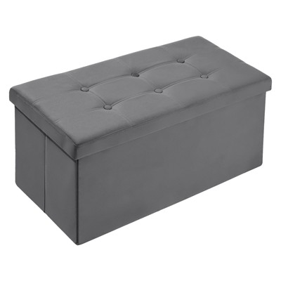 LUSIMO  30" Velvet Storage Ottoman Toy Chest Footstool For Bedroom Living Room