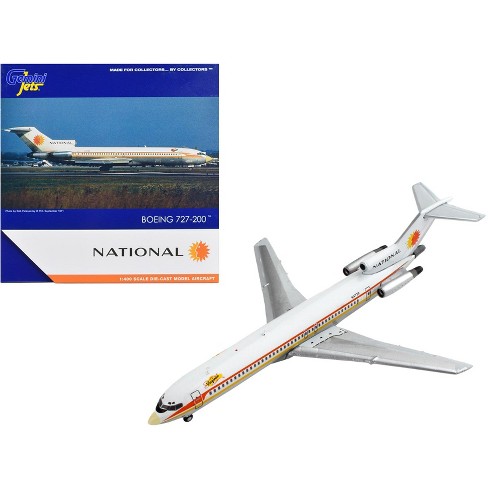 Boeing 727-200 Commercial Aircraft National Airlines White w/Yellow &  Orange Stripes 1/400 Diecast Model Airplane by GeminiJets