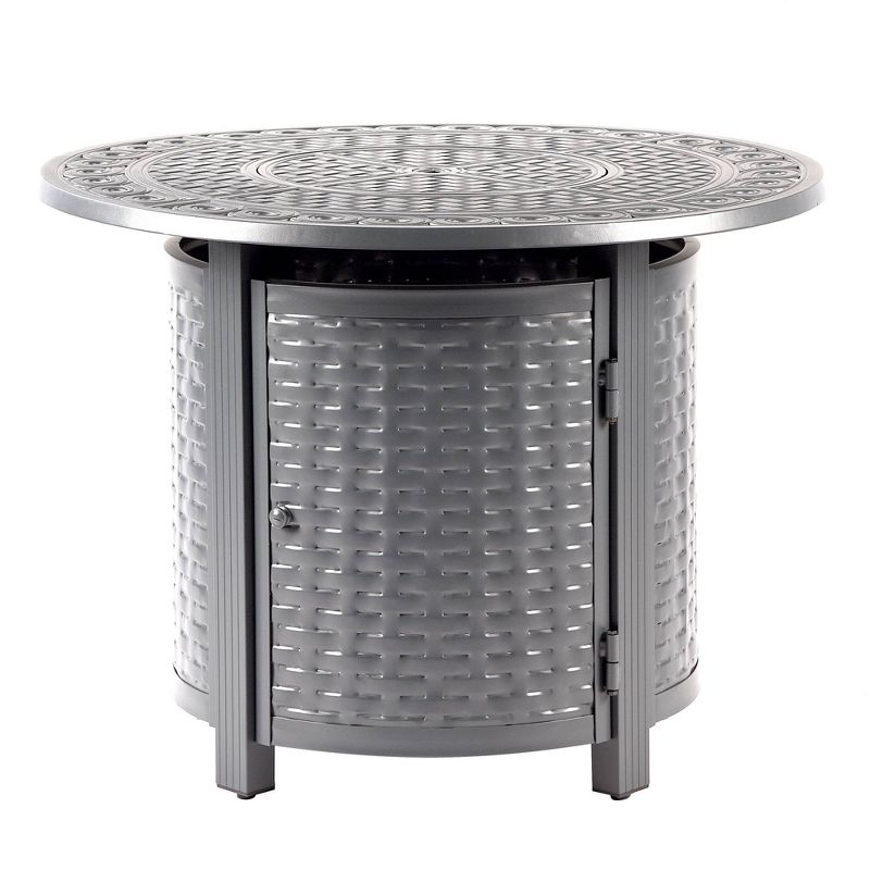 Oakland Living Aluminum Round Outdoor Patio Dining Table with Lid & Covers, 3 of 10