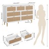 Rattan 7 Drawer Dresser for Bedroom, 53.9"W Wooden Chest of Drawers with Metal Handles, Dresser TV Stand, Clothes Storage Organizer for Bedroom, - 3 of 4