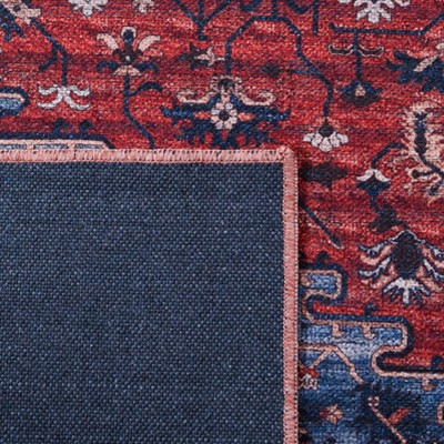 Serapi Red and Navy Washable Hand-Knotted Area Rug
