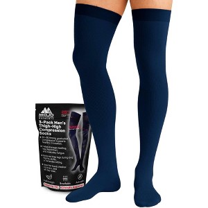 Mojo Men’s 20–30mmHg Graduated Compression Socks, Thigh High, 3-Pack – Medical Support, Circulation, Varicose Veins & Swelling Relief, M2017-3 - 1 of 4