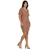 24seven Comfort Apparel Solid Color Loose Fit V Neck T Shirt Style Womens Knee Length Dress - 2 of 4