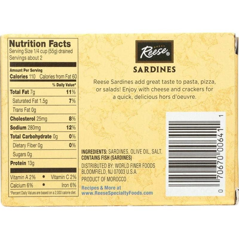 Reese Skinless & Boneless Sardines in Olive Oil - Case of 10/3.75 oz, 3 of 7
