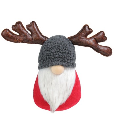 Northlight 14" Red and Gray Santa Gnome with Moose Antlers Christmas Table Top Decoration