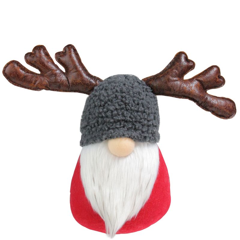 Northlight 14" Red and Gray Santa Gnome with Moose Antlers Christmas Table Top Decoration, 1 of 3