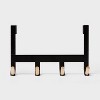 Mixed Material Over The Door 4 Hooks Rail Light Wood on Matte Black - Brightroom™: Back of Door Coat & Towel Rack - 3 of 3