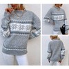 Womens Pullover Sweater Turtleneck Snowflakes Sweater Christmas Sweater Ribbed Knit Long Sleeve Sweater - 3 of 4