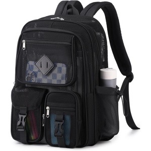 Hachikiko Clear Heavy Duty Mesh Backpack for School - See Through Net Bookbag for Beach/Sports/Travel - 1 of 4