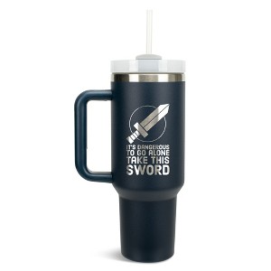 100 North Zelda Dangerous To Go Alone Take This Sword Legend Wrap-Around 40 Oz. Stainless Steel Water Bottle Coffee Mug, Spill & Leak Resistant, - 1 of 4
