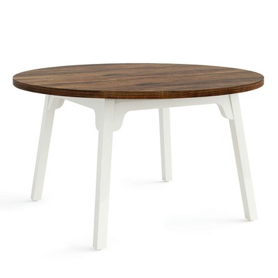 Resenkos Dining Table, Living Room Table,47-inch Dining Table, Round Farmhouse Kitchen Table for 4-6,Brown & White