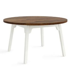 Resenkos Dining Table, Living Room Table,47-inch Dining Table, Round Farmhouse Kitchen Table for 4-6,Brown & White - 1 of 4