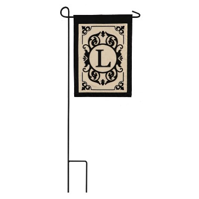 Evergreen Flag Cambridge Chic Letter L Monogram Applique Garden Flag - 12.5" Wide x 18" High