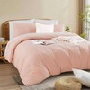 Queen Size Duvet Cover Set, Linen Feel, 100 Washed Cotton, 3 Pieces, Zipper Closure, Dusty Pink - 4 of 4