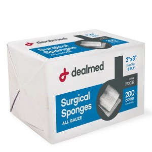 Dealmed 3" x 3" Surgical Sponges, 8-Ply, Non-Woven Absorbent Gauze Sponges for Wound Care, First Aid Kits and Medical Facilities, 200 Count (Case of - 1 of 1