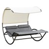 Outsunny Outdoor Double Chaise Rocking Chair, Day Bed Sun Lounger with Canopy Shade, Headrest Pillow, Armrests for Garden, Poolside, Light Gray - 4 of 4