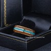 Jewelry Avalanche 8mm Dome Gold IP Wood & Turquoise Inlay Tungsten Carbide Mens Wedding Band - 4 of 4