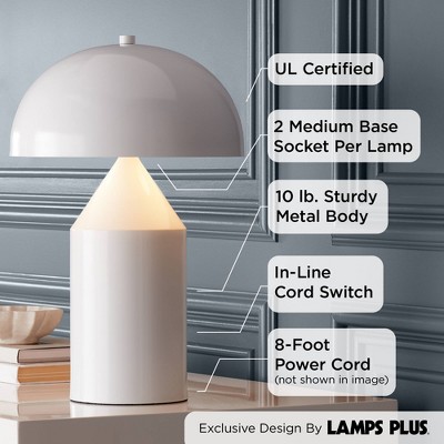 Felix 19" White Metal Dome Table Lamps Set of 2