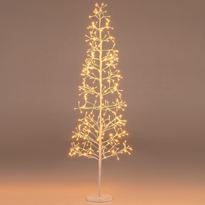 Costway 6 FT Lighted Birch Tree with 320 White Light LED Lights Weighted Base for Christmas
