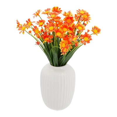 Okuna Outpost 6 Pack Artificial Daisy Flower Bouquet (11.8 in, Orange)