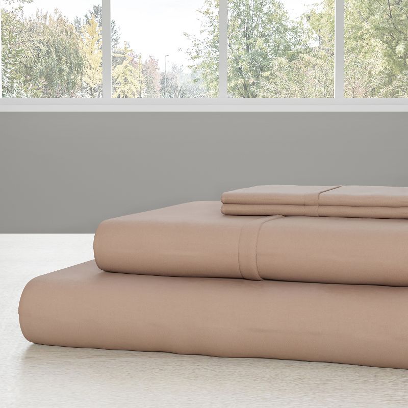 Hastings Home 4-pc Brushed Microfiber Sheet Set - Queen, Taupe, 3 of 4