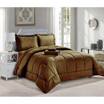 8 Piece Bed In A Bag Hotel Collection  Alternative Comforter Set Embossed Comforter Sheet Bed Skirt Sham Set